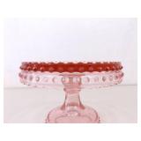 Lot of Vintage Fenton, etc. Pink Hobnail Ruffled Glass, Cake Stand, etc.