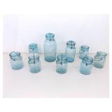 Lot of Lidded etc. Vintage Blue Ball Wire Mason Jars