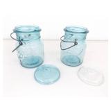 Lot of Lidded etc. Vintage Blue Ball Wire Mason Jars