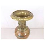 3 SOLID Brass Etched etc. Vases