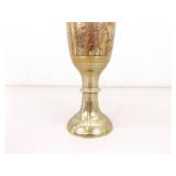 3 SOLID Brass Etched etc. Vases