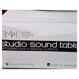 Sierra Modern Home Studio Sound Table with Wireless Charging Surface, Bluetooth 4.2, Built-in Speakers (New, Unassembled)