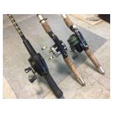 3 Vintage Fishing Rods/Reels - Johnson - Shimano - Shakespear