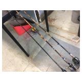 3 Vintage Fishing Rods/Reels - Johnson - Shimano - Shakespear