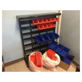 Storage Bin Organizer Rack - Red/Blue Bins