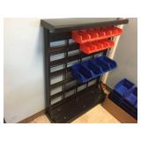 Storage Bin Organizer Rack - Red/Blue Bins