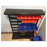 Storage Bin Organizer Rack - Red/Blue Bins