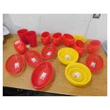 Plastic food baskets, cups,  containers