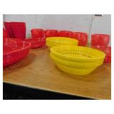 Plastic food baskets, cups,  containers