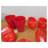 Plastic food baskets, cups,  containers