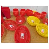 Plastic food baskets, cups,  containers
