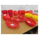 Plastic food baskets, cups,  containers