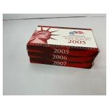 3x Run of Silver Proof Sets from 2005 - 2007