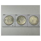 3x 1900 Morgan Silver Dollars