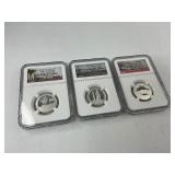 3x NGC Graded Proof Silver Quarters