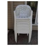 *10* White Plastic Patio Chairs