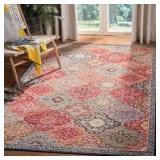 Montage Red/Aqua 4 ft. x 6 ft. Bohemian Border Indoor/Outdoor Patio Area Rug by SAFAVIEH  Customer Returns See Pictures