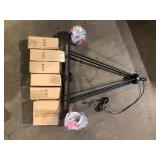 Hampton Bay Bainbridge 24 in. 5-Light Black Outdoor Urban Industrial Chandelier with Clear Seeded Glass Shades Customer Returns See Pictures