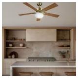 Globe Electric Victoria 52 in. Indoor Brass Ceiling Fan Integrated LED with Light Kit and Remote Control    Customer Returns See Pictures