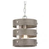 Progress Lighting Gulliver 1-Light Brushed Nickel Mini-Pendant with Weathered Gray Wood Accents  Customer Returns See Pictures