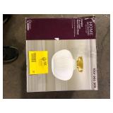 Home Decorators Collection Pompton 12 in. 1-Light Gold Semi-Flush Mount Ceiling Light Fixture with White Ribbed Glass    Customer Returns See Pictures