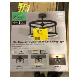 Feit Electric Katalyst 15 in. 3-Light Matte Black Color Choice Selectable CCT LED with Night Light Semi-Flush Mount Ceiling Light  Customer Returns See Pictures