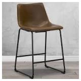 Glamour Home Adan Iron Frame Dark Brown Faux Leather Counter Stool Customer Returns See Pictures