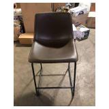 Glamour Home Adan Iron Frame Dark Brown Faux Leather Counter Stool Customer Returns See Pictures