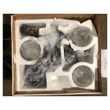 Home Decorators Collection Knollwood 17-1/2 in. 3-Light Black Bronze with Brass Accents Industrial Round Chandelier for Kitchens Bulbs Included   Customer Returns See Pictures