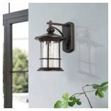 Lot of Jushua 1-Light Dark brown clear seedy glas not Motion Outdoor HardWired Wall Lantern Sconce Customer Returns See Pictures