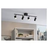 Hampton Bay Crosshaven 2.6 ft. Black Smart Color Tunable Integrated LED Track Lighting Kit with 4 Fixed Track Heads      Customer Returns See Pictures