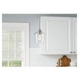 Hampton Bay Pavlen 1-Light Brushed Nickel Contemporary Hanging Mini Pendant with Clear Glass Shade      Customer Returns See Pictures