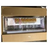 Hampton Bay Boswell Quarter 34 in. 5-Light Brushed Nickel Farmhouse Linear Chandelier with Weathered Wood Accents     Customer Returns See Pictures