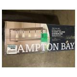 Hampton Bay Boswell Quarter 34 in. 5-Light Brushed Nickel Farmhouse Linear Chandelier with Weathered Wood Accents     Customer Returns See Pictures