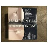 Hampton Bay Pavlen 1-Light Brushed Nickel Contemporary Hanging Mini Pendant with Clear Glass Shade      Customer Returns See Pictures