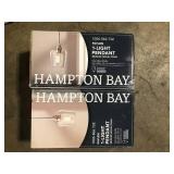 Hampton Bay Pavlen 1-Light Brushed Nickel Contemporary Hanging Mini Pendant with Clear Glass Shade      Customer Returns See Pictures