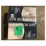 Hampton Bay Pavlen 1-Light Brushed Nickel Contemporary Hanging Mini Pendant with Clear Glass Shade      Customer Returns See Pictures