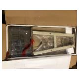 Lazzara Oxton 30 in. White and Coffee Wood Pub Height Stool with Wood Seat (Set of 2)  Customer Returns See Pictures