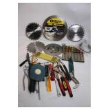 Assorted Power Tool Blades and Hand Tool Collection