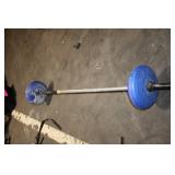 Used 6ft Barbell with Blue Weight Plates