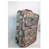Floral Pattern Rolling Suitcase with Interior Lining