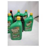 Collection of 9 Quarts of Motor Oil (Quaker State & O
