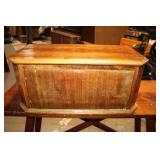 Vintage Wooden Storage Box with Hinged Lid