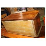 Vintage Wooden Storage Box with Hinged Lid