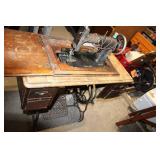 Antique Treadle Sewing Machine with Wooden Cabinet