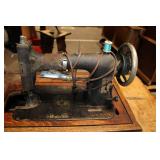 Antique Treadle Sewing Machine with Wooden Cabinet