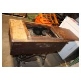 Antique Treadle Sewing Machine with Wooden Cabinet