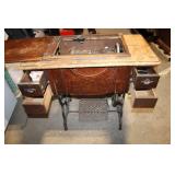 Antique Treadle Sewing Machine with Wooden Cabinet