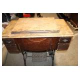 Antique Treadle Sewing Machine with Wooden Cabinet