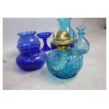 Collection of 7 Blue Glass Decorative Pieces